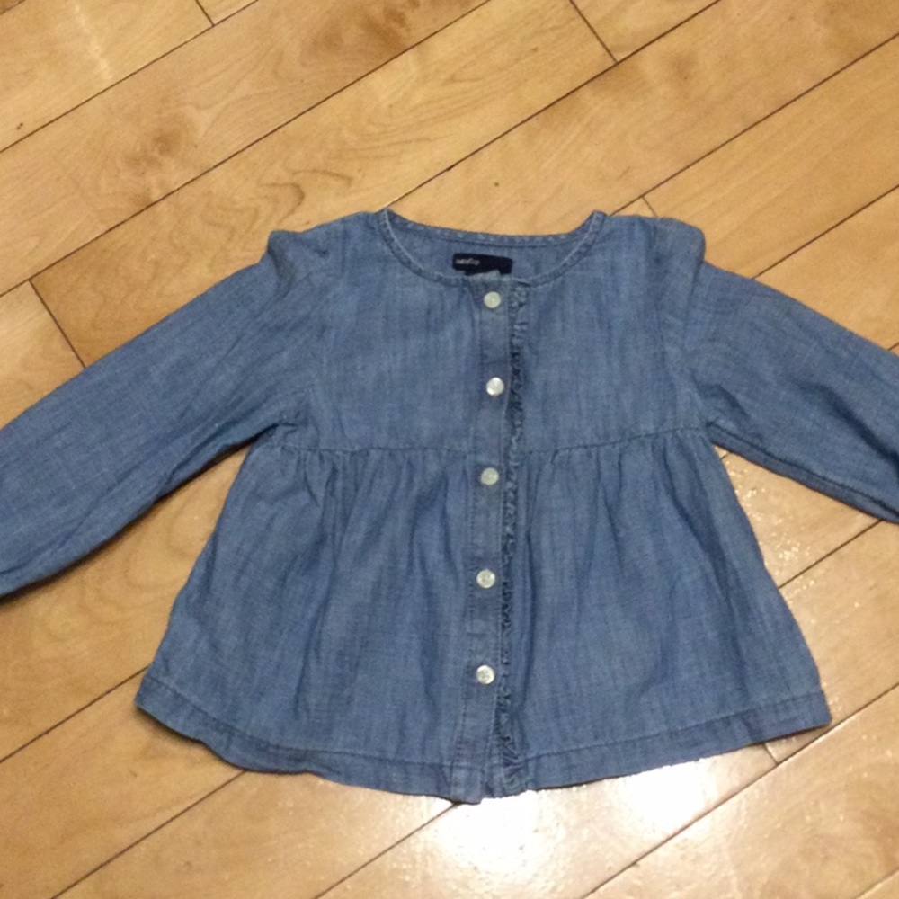 Baby Gap Denim Ruffled Shirt Toddler 2 yr